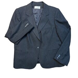 VTG The Classic Woman by Evan-Picone Women's Charcoal Wool Blend Blazer Size 40